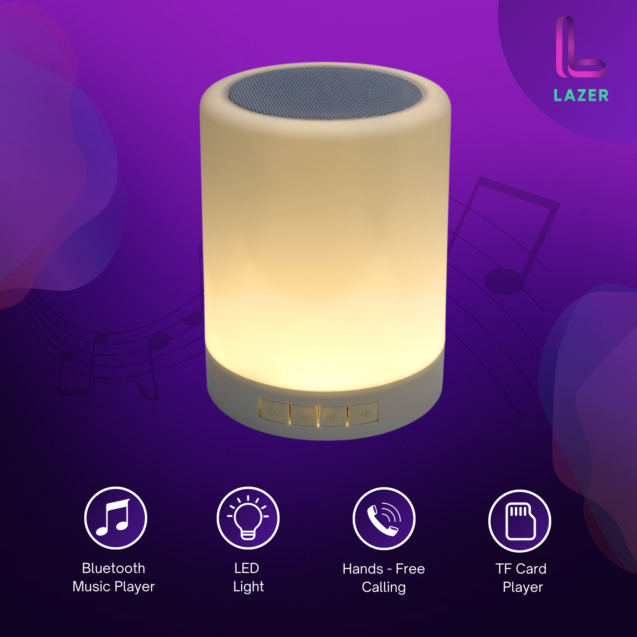 Lazer Wireless Touch Lamp LED Portable Speaker