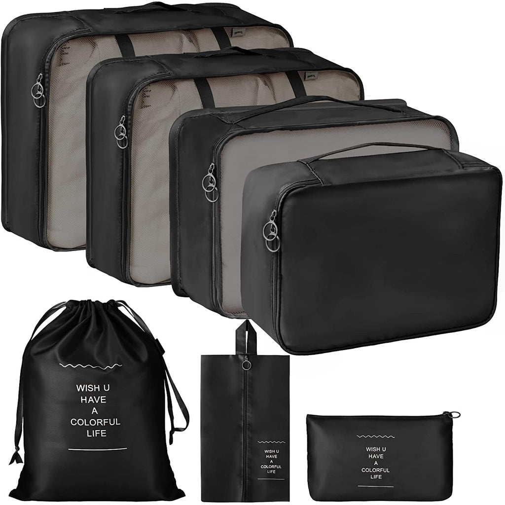 Lazer Polyester 7 Set Travel Organizer Bag 3 Packing Cubes + 3 Pouches + 1 Toiletry Organizer Bag W-28 Cm, H-11 Centimeters