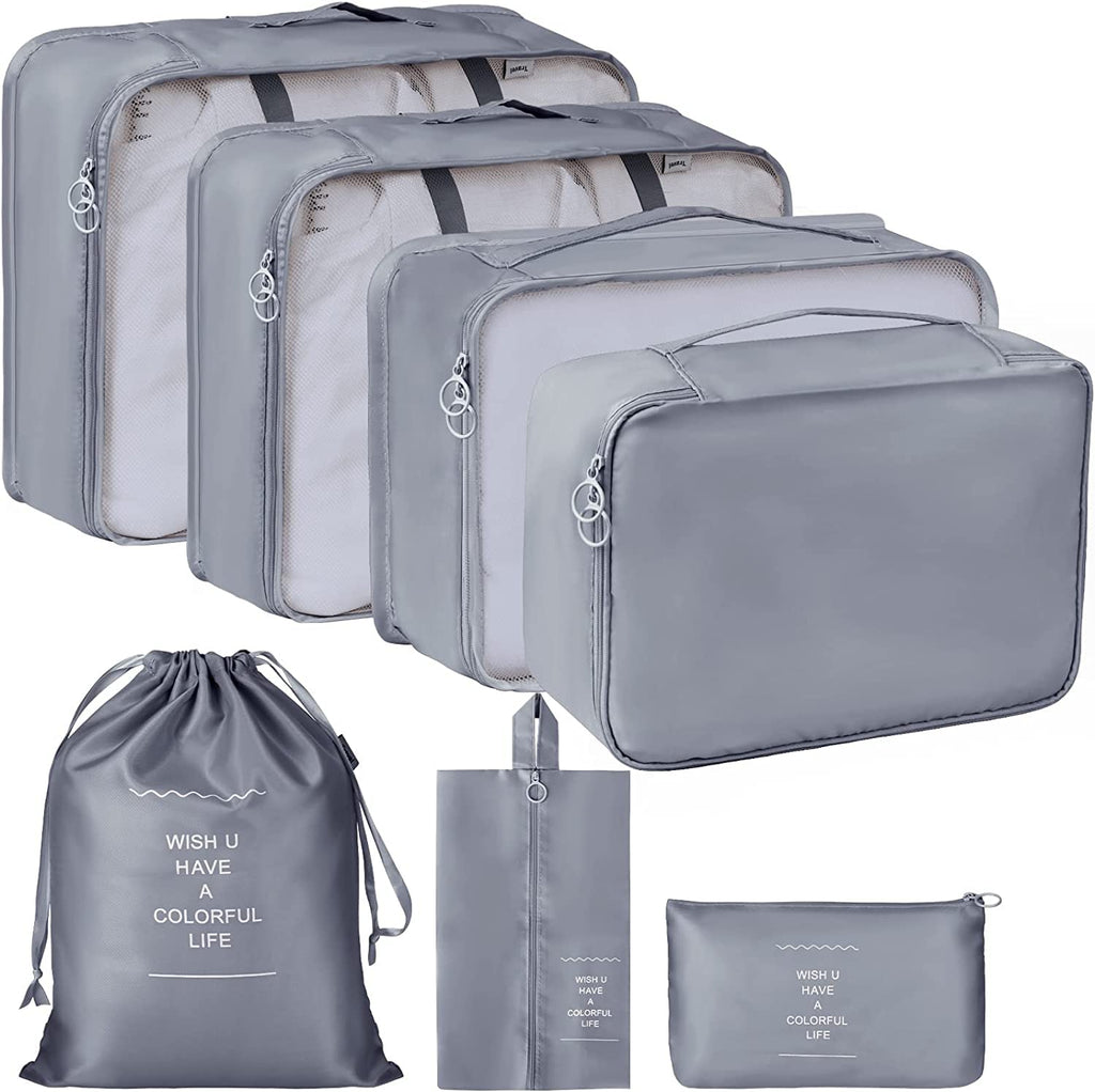 Lazer Polyester 7 Set Travel Organizer Bag 3 Packing Cubes + 3 Pouches + 1 Toiletry Organizer Bag W-28 Cm, H-11 Centimeters