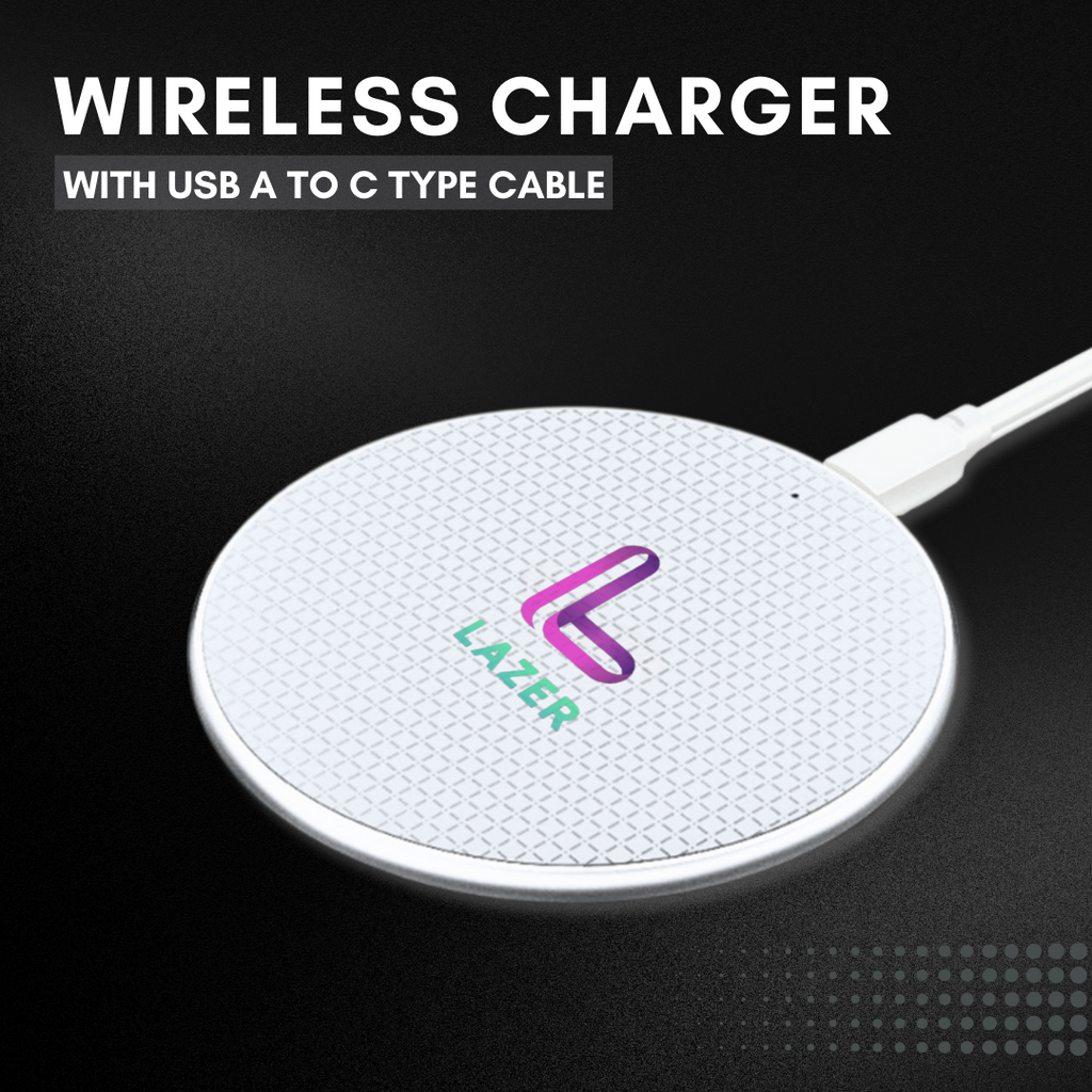 Lazer Essential Wireless Charger with USB-A to C Type Cable