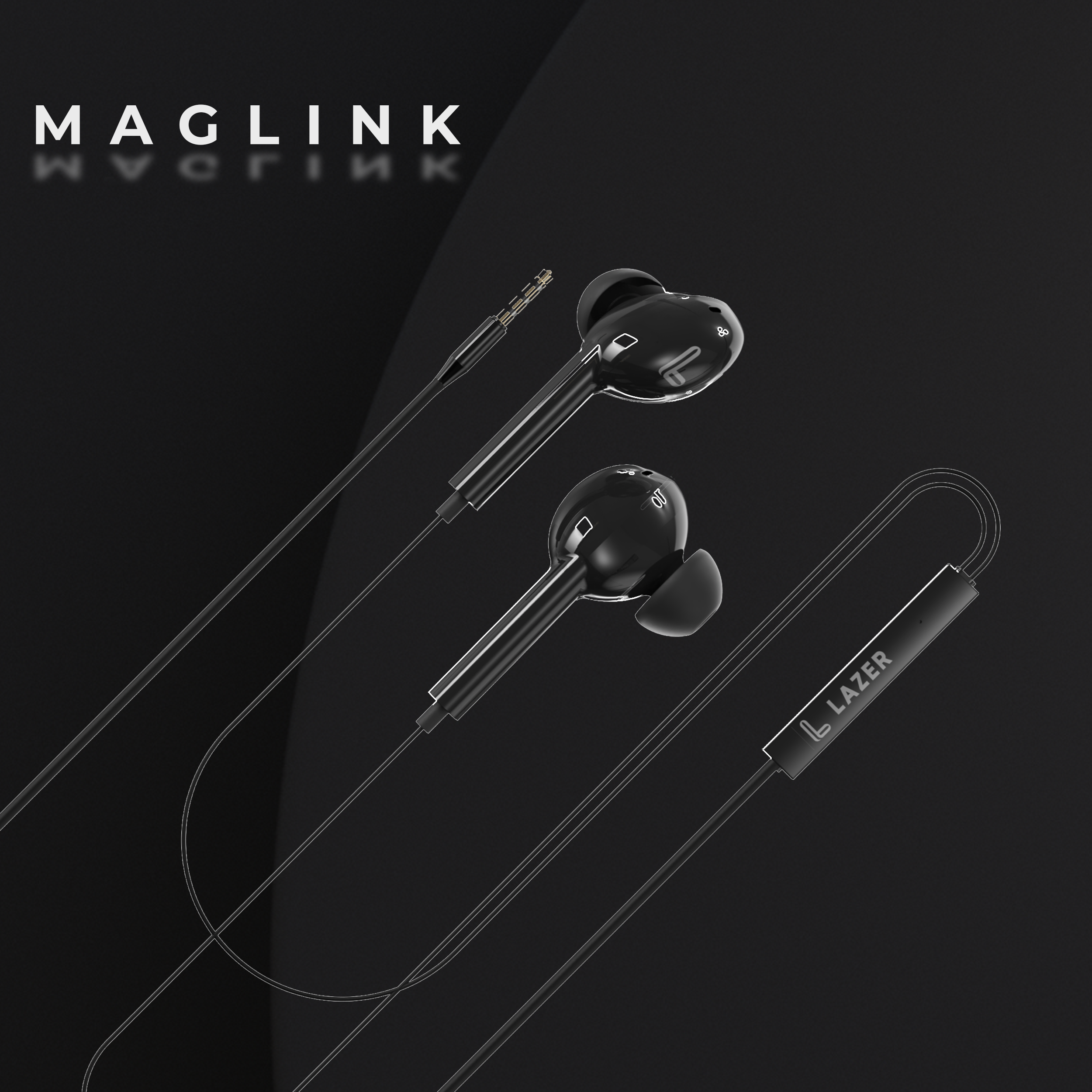 Lazer MagLink in Ear Wired Earphones with Mic (Magnetic)